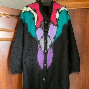 Oversized Mohair Hand Knit Cardigan, Size L